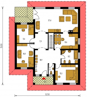 Floor plan of ground floor - BUNGALOW 82